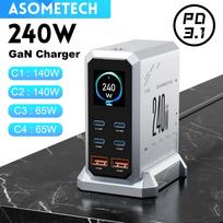 240W GaN Charger PD3.1 140W USB Type C 6 Ports PPS PD Desktop Fast Charging Station for MacBook Laptops Tablet Samsung US Plug