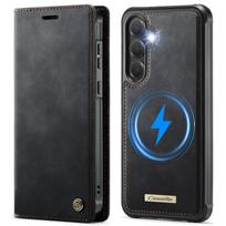 Compatible with S25Ultra card slot phone case, Samsung S26 phone leather case, magnetic A55 cowhide pattern protective case Samsung S26ULTRA juoda