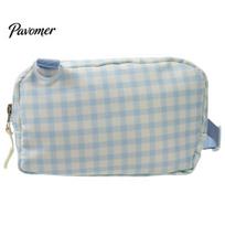 Durable Hiking Accessory Unisex Fanny Pack, Waist Bag with Adjustable Strap, Stylish Travel Compact Zippered Organizer Checkered Belt Crossbody Purse mėlyna