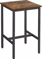 VASAGLE baro stalas, kvadratinis, plieno rėmas, 60x60x92 cm, industrinis, rudas ir juodas, LBT25X