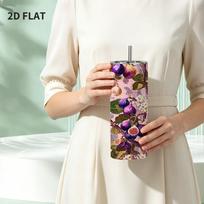 Straight Cup 591ml Fig Vintage Flower Element Straw CupCommuter Car Cup Stainless Steel Car Tumbler Camping Ice Cup Double Vacuum Tumbler Straight Cup 591ml