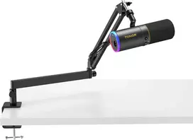 TONOR dinaminis USB/XLR mikrofonas su RGB šviesa, nuleidžiamu stovu, TD520S+