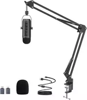 ZealSound stalinis USB mikrofono rinkinys su kardioidine kapsule ir reguliuojamu ištraukiamu laikikliu K66S