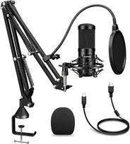 Aokeo USB kondensatorinis mikrofonas su stalo laikikliu, 192 kHz/24-bit, kardioidinis, AK-60