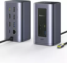 Baseus USB-C stotelė Nomos Air 12 in 1, 2x 4K HDMI, 10Gbps USB, 100W PD, Ethernet