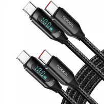 Toocki USB-C į USB-C laidas su LED ekranu, 100W, 1 m, greitasis krovimas, juodas, TQ-X03C2