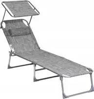 SONGMICS lauko sulankstoma gultas su stogeliu, reguliuojamas, 53 x 193 x 29 cm, pilkas, GCB19T