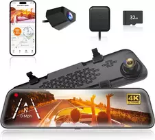 WOLFBOX veidrodinė automobilio vaizdo registratorius 12" jutiklinis ekranas 4K + galinė kamera G840S
