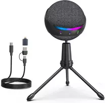 ZealSound USB kondensatorinis mikrofonas su triukšmo slopinimu, RGB apšvietimu ir ausinių monitoringu P9