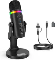 Zealsound USB kondensatorinis mikrofonas su RGB apšvietimu, ANC, Plug & Play, K66Pro-EU