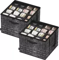 SONGMICS batų dėžių rinkinys, 2 vnt., kiekviena iki 16 porų, permatoma PVC danga, 42x42x31,7 cm, juoda