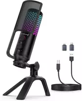ZealSound USB kondensatorinis biurinio tipo mikrofonas su RGB apšvietimu ir triukšmo mažinimu BD2-EU