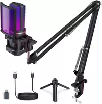 ZealSound USB žaidimų mikrofonas su RGB apšvietimu, komplektas su stovu ir ištraukiamuoju galu, BKD-11 Pro