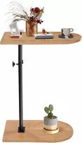 DOKKOME reguliuojamo aukščio kavos staliukas su bambuko paviršiumi, 40x23 cm, 45–83 cm aukščio, sukiojamas 360°