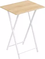 HOOBRO sulankstomas šoninis staliukas, industrinio stiliaus, 48x36x66,5 cm, balta ir natūrali spalva, EWN15BZ01