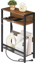 CHOEZON siauras pagalbinis staliukas su įkrovimo stotele, medinis ir metalinis, 42x18x61 cm, DTBZ05CBF