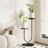 Bamworld metalinis dviejų aukštų augalų stovas, kampinė juoda gėlėms namams ir balkonui TM02-6T-BR