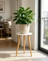 Bamworld medinis augalų stovas apvalus, 40 cm aukščio, baltos spalvos, BHD-01-T