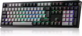Epomaker pilno dydžio belaidė mechaninė klaviatūra su RGB, ekranėliu ir vokišku ISO-DE QWERTZ išdėstymu