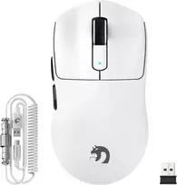 MAMBASNAKE belaidė žaidimų pelė 39 g, PixArt PAW3395PRO jutiklis, BT/2.4G/USB-C, balta, M3