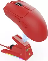 Attack Shark X1 belaidė žaidimų pelė su magnetine krovimo stotele, PixArt PAW3395PRO, 40000 DPI, 53g, raudona