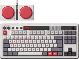 8Bitdo mechaninė klaviatūra, Bluetooth, 2.4G ir USB-C, 87 klavišų, keičiami jungikliai, ispanų QWERTY
