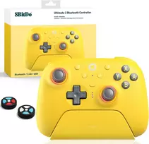 8Bitdo belaidis žaidimų pultas Ultimate 2 Bluetooth su RGB žiedu, TMR svirtelėmis ir programuojamais mygtukais, geltonas