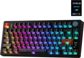 EPOMAKER belaidė mechaninė klaviatūra 75% RGB, 10000mAh, ekranas, hot-swap, TH80 V2 PRO