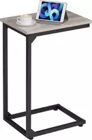 AMHANCIBLE šoninis staliukas C formos su metaliniu rėmu, 39x29x59 cm, pilkas, EHET02CGY-1