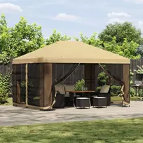 Pavėsinė 4 × 3 m Kreminė Poliesteris ir plienas 190 gsm