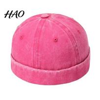 Autumn Beanie Docker Hat Solid Color Adjustable Breathable Brimless Lightweight Men Decorative Retro Four Seasons Sailor Daily rožinė raudona spalva