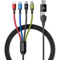 Accura 8w1 USB-A/USB-C to 2xUSB-C | Lightning | microUSB | 3.0A | 1.2m | czarny ACC2336