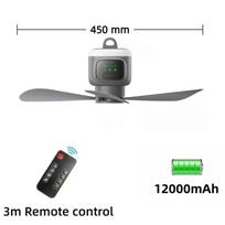 New Remote Control Mini Ceiling Fan USB Wireless Cooling Fan 12000mAh Portable LED Night Light Camping Fan with USB Ceiling Fan