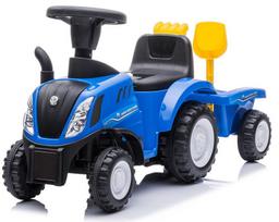Vaikiškas traktorius su priekaba ir priedais New Holland, mėlynas