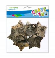 "Craft with Fun" dekoratyvinis medinis žievės žvaigždės ornamentas 6cm6vnt 12