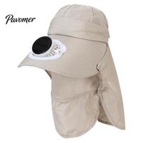 Solar Fan Hat with Neck Flap UV Protection Cooling Powered USB Rechargeable Breathable Men Women Summer Outdoor Wide Brim Sun Hands-free