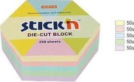 Šešiakampė užrašų knygutė 61x70mm pastelinė 250K STICK'N - Stickn