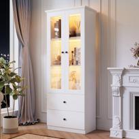 LED vitrina balta, 165 cm, USB, 16 spalvų, 2 stalčiai, 2 vnt
