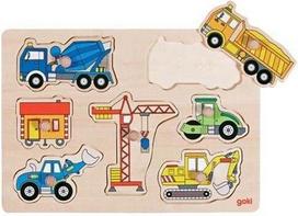 GOKI - Building site vehicles, Lift out puzzle - (57593)
