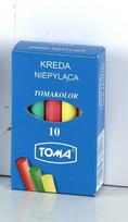 Spalvota mokyklinė kreida be dulkelių 10 vnt TOMA