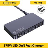 Ueetop 175W GaN USB C Charger LED Display 6-Port Desktop Charger Type C PD 100W PPS 45W Fast Charging for MacBook Samsung US Plug