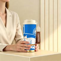 Coffee Mug 532ml Mat Cat Fan Motif Premium Gift Water Cup Commuter Coffee Cup Car Handy Cup 304Steel Hot Cold Cup Coffee Mug 532ml
