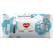 Drėgnos vaikiškos hipoalerginės servetėlės ELEVITA RUTA  0+ SELECTA, 120 vnt.