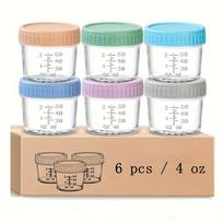 6 vnt. Stikliniai maisto laikymo indai - 4oz Jaunuolių maisto stiklainiai su dangteliais Maisto gaminimo indas Saugus naudoti mikrobangų krosnelėje, indaplovėje, šaldiklyje Stiklainiai uogienei, medui 6pcs beige