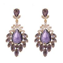 Vintage Drop Crystal Earrings for Women Rhinestone Party Jewelry Gifts violetinė