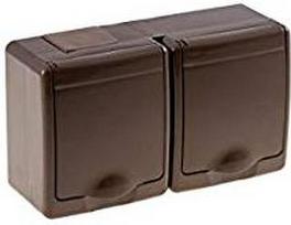 Double socket outlet IP44+lid BETA D.3213SBRGG/1 | 5901350810804