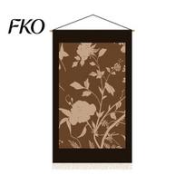 Smooth Fabric Wall Decor Mid-Century Tapestry, Hanging Animals Flowers Plants Designs, Abstract Decorative Tapestry with Fringe for Living Room Small A