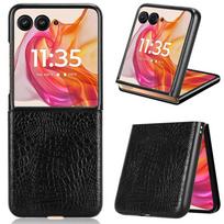 Suitable for Motorola Razr 50 phone case, Motorola Razr 60/70 Ultra crocodile pattern leather case Motorola Razr 50/Razr 60/ juoda