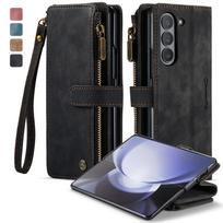 Suitable for Samsung Z Fold7 phone case, ZFOLD6 flip phone leather case with card slot, anti-drop protective cover Samsung Z Fold7 juoda