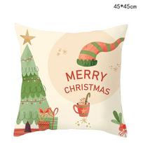 Christmas Pillowcase Cartoon Santa Claus Gingerbread  Car Cushion Cover Noel Garland Home 40x40cm smėlis